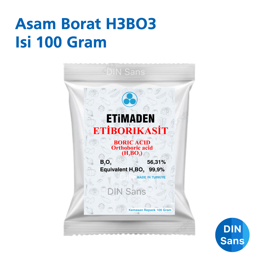 Pupuk Mikro Boric Acid Asam Borat H3BO3 Etiborikasit Kemasan 100 Gram