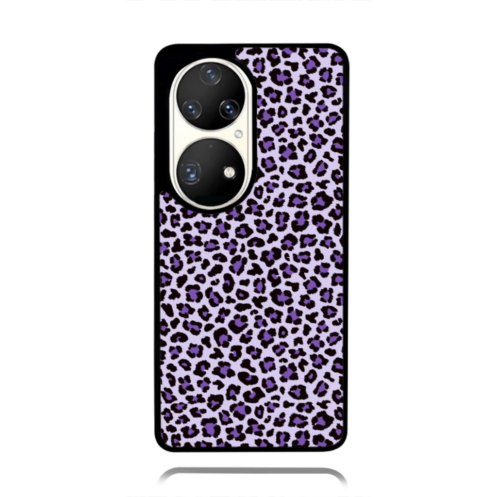 Case Phone HUAWEI P50 P40 P30 P20 Pro TPU Rubber Softcase Black Purple Leopard