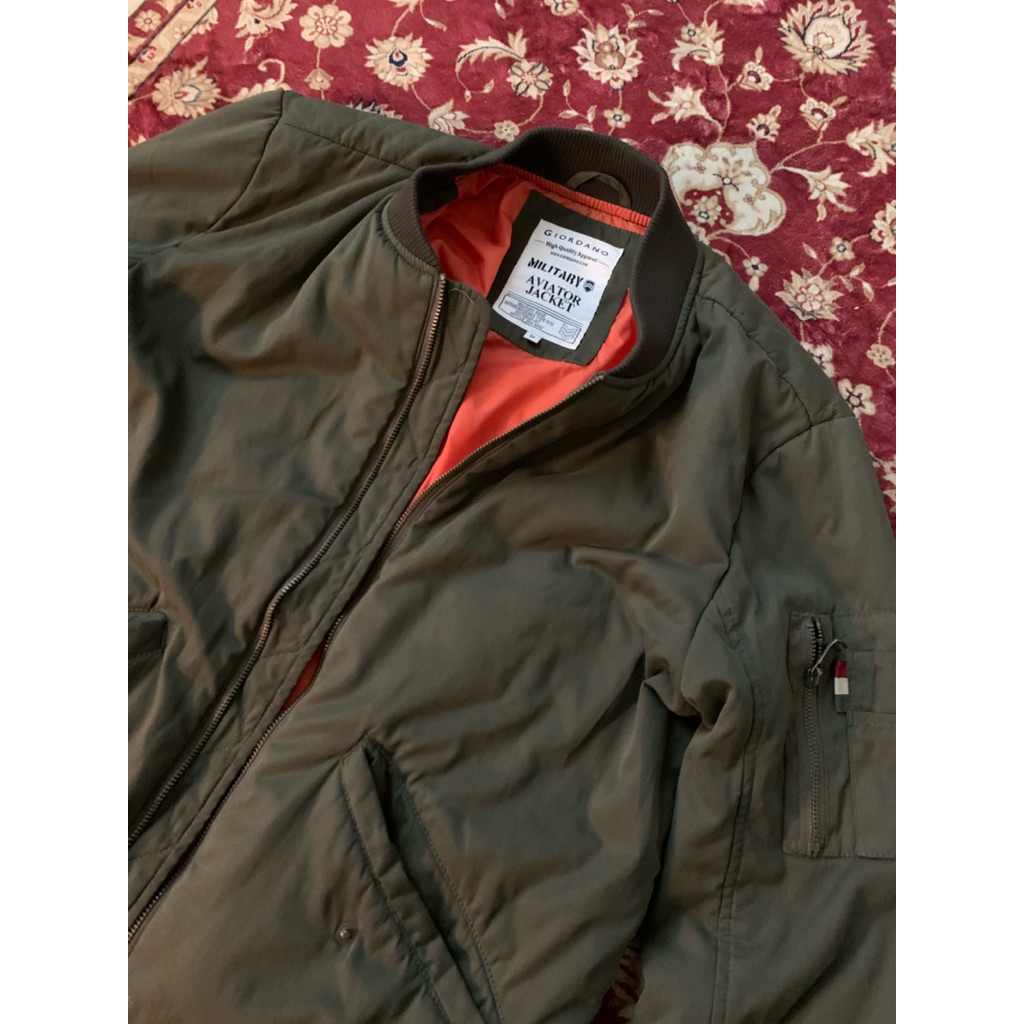 Giordano Aviator Bomber Jacket Olive