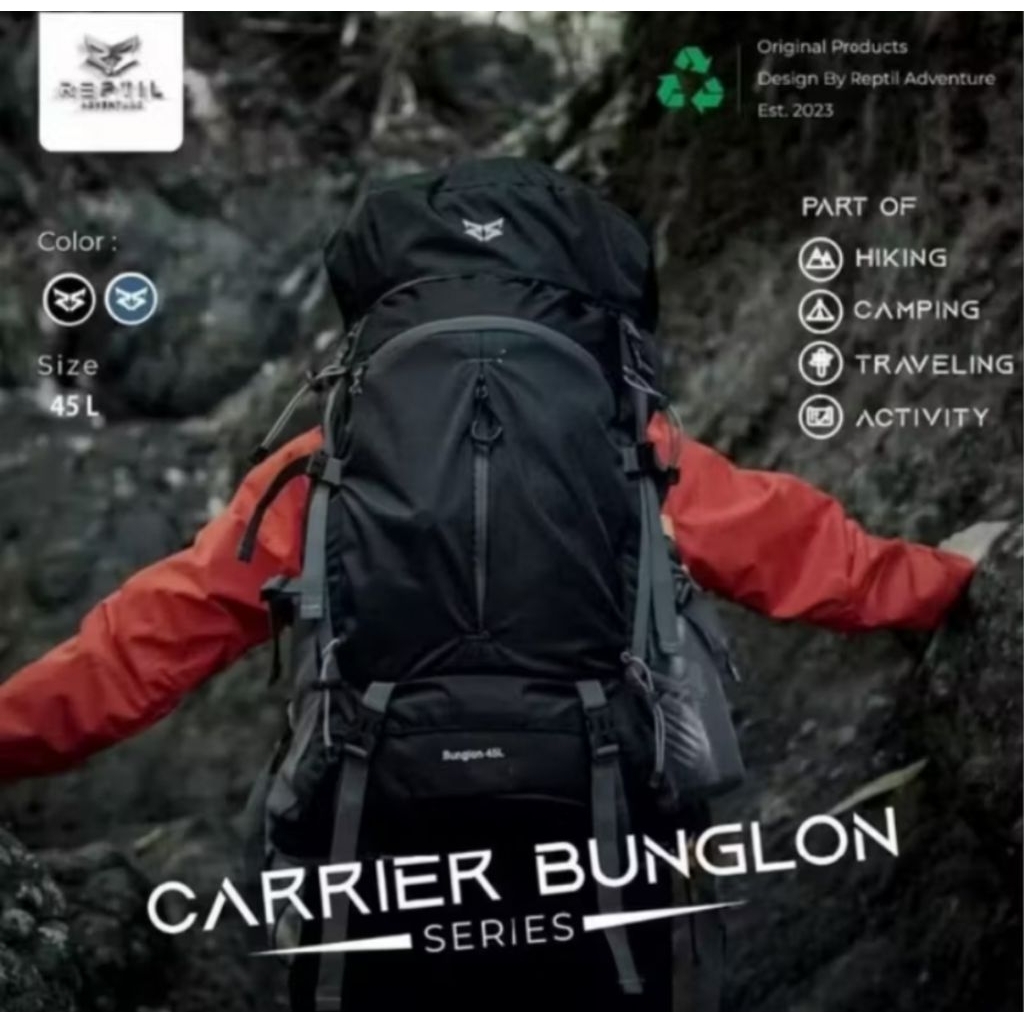 Tas Gunung/Carrier Reptil Adventure series BUNGLON 45L