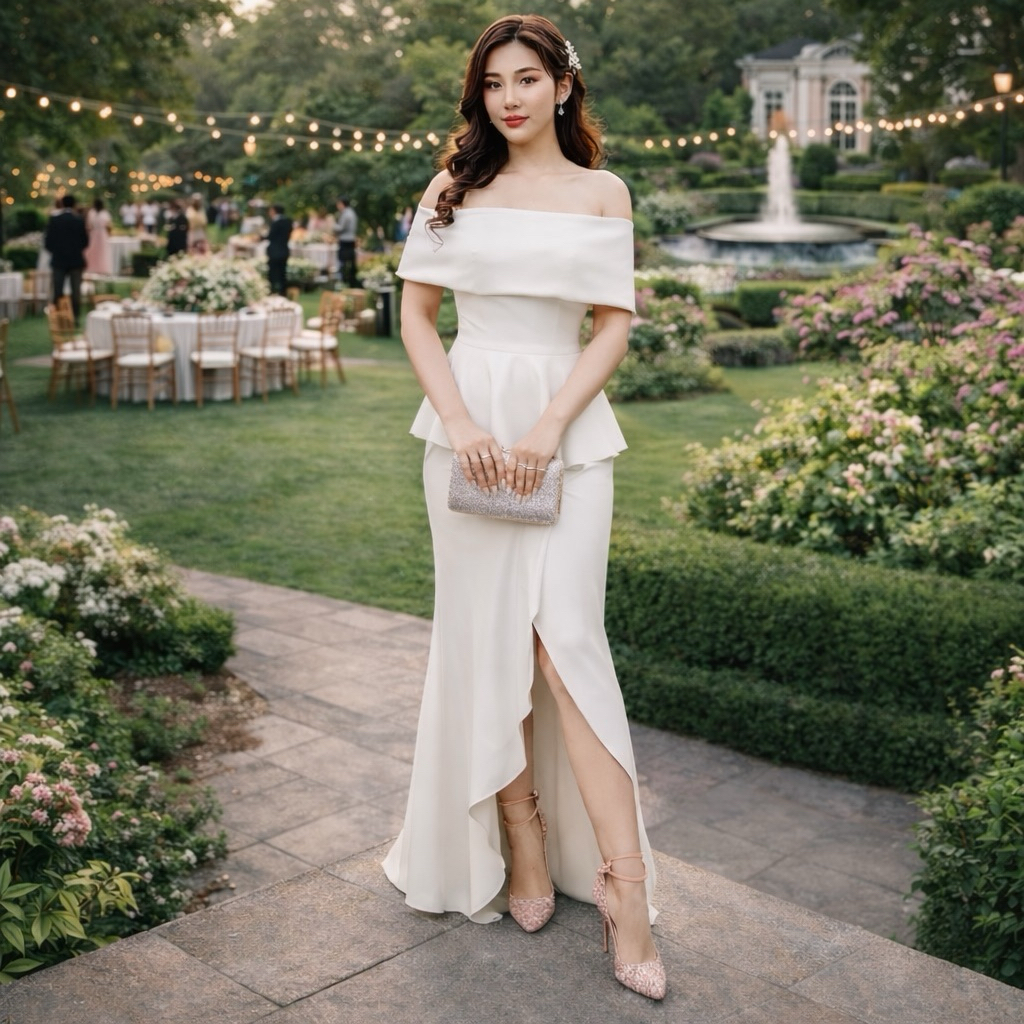 PRUSSIAN DRESS - Dress Pesta Wanita Bodycon Slit Maxi Sabrina Off Shoulder Long Dress Big Size Jumbo