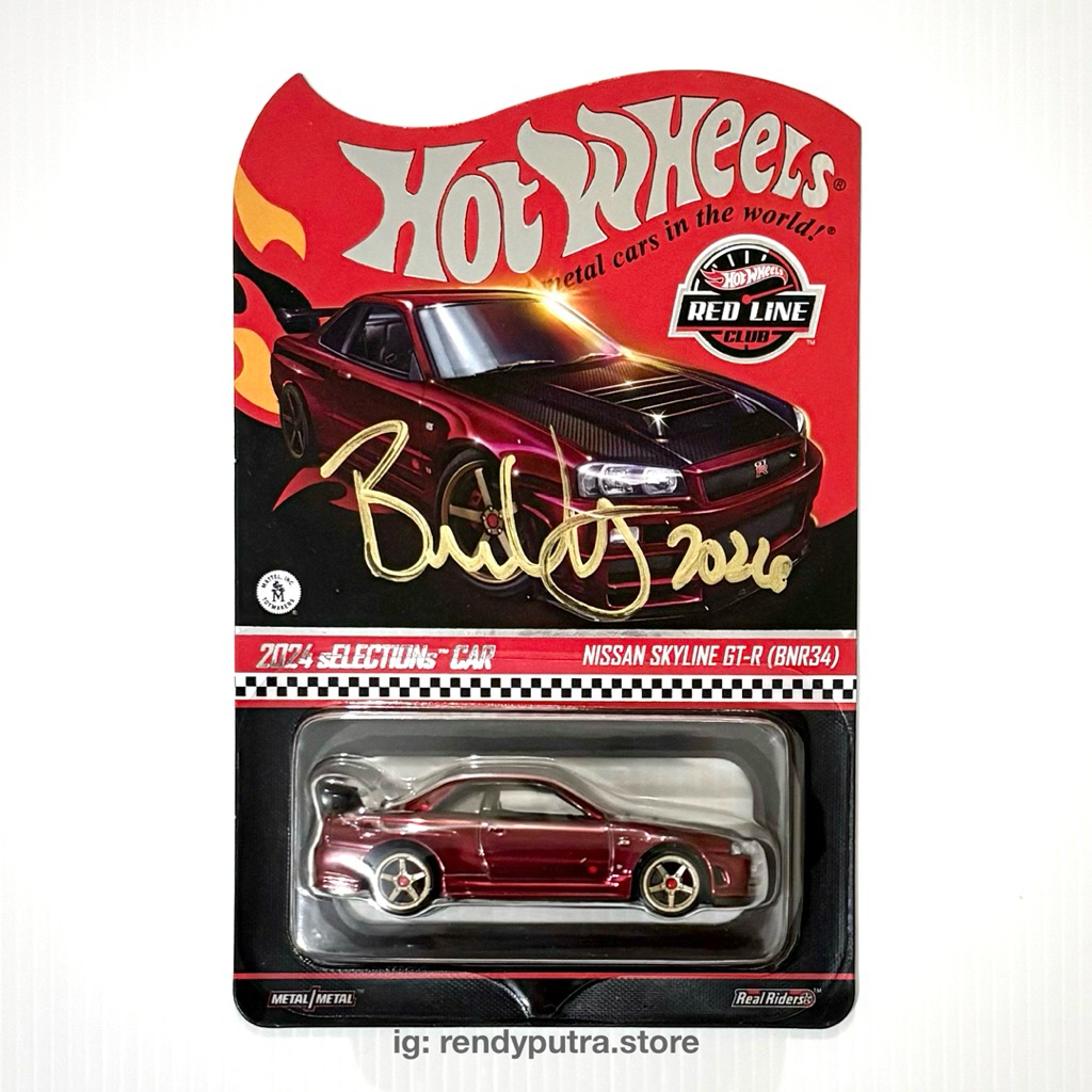 Hot Wheels RLC Nissan Skyline GT-R (BNR34) Oxblood Red Sign Mr. Brendon Vetuskey (Hot Wheels Designe