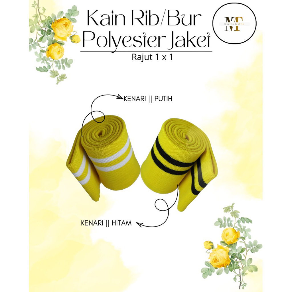 kain RIB/BUR Jaket Polyester 1x1 motif salur perlembar&permeter Murah!