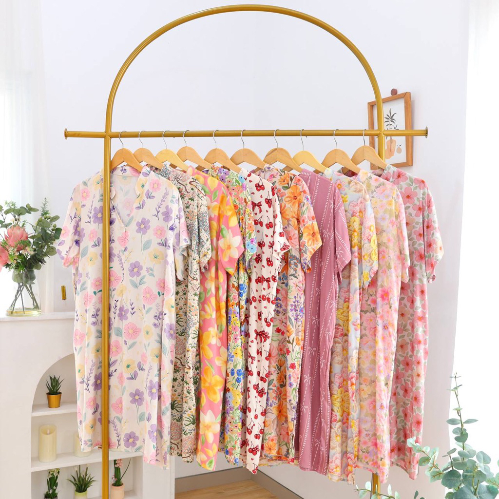 Amola Dress | Daster shanghai resleting | Daster rayon kerah V | Daster rayon jumbo | Homoedress ray