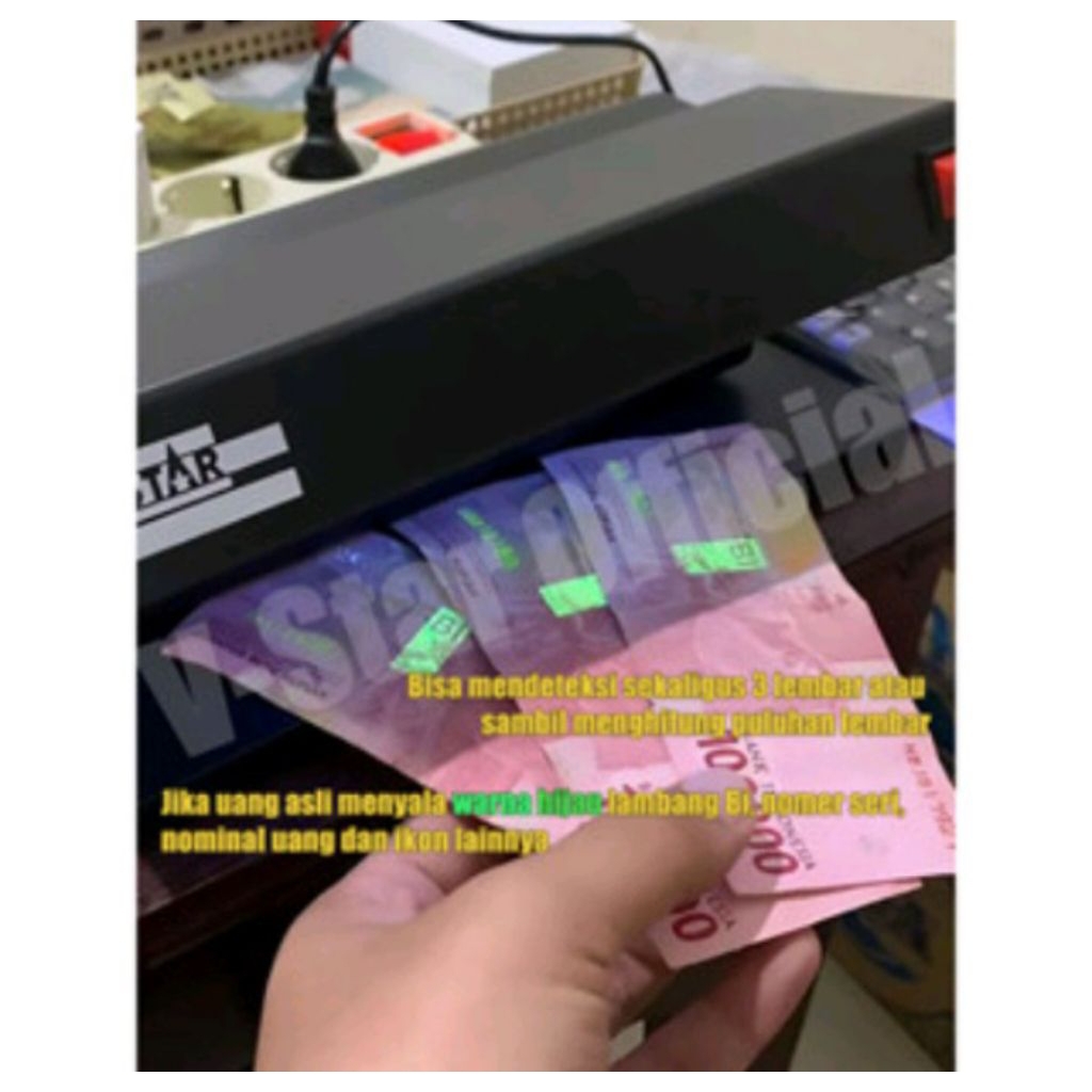 Mesin Alat Pendeteksi Uang Kertas Asli/Palsu Mini Alat Sensor Sinar Lampu UV baik' di pakai Toko mau