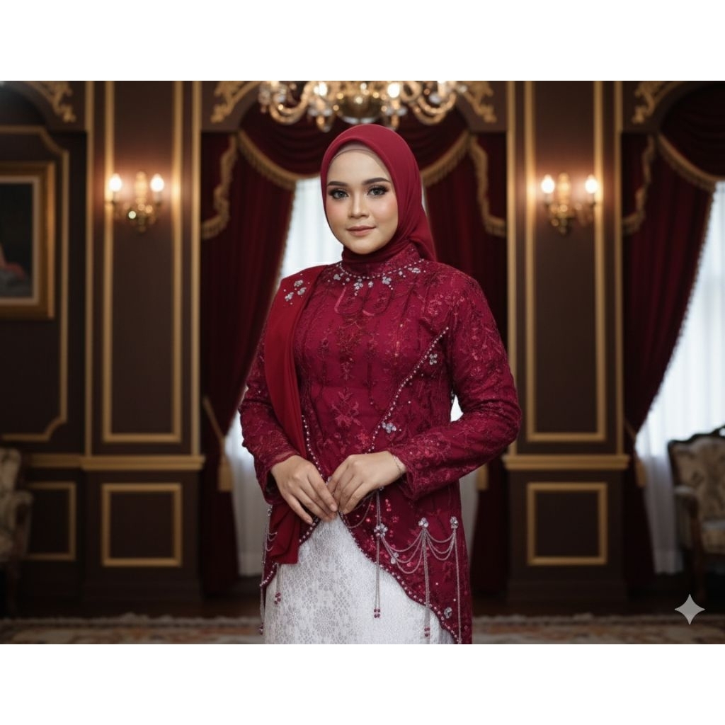 (FREE HIJAB) Kebaya Addara - Kebaya Payet Rumbai Modern - Kebaya Payet News Series - Kebaya Payet Ru