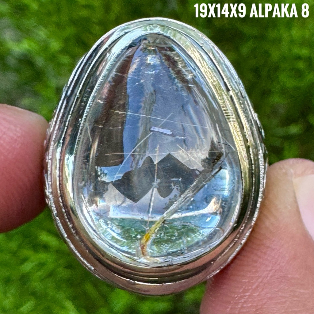 Cincin Batu Akik Natural Kecubung Air Luster (Asli Alam)