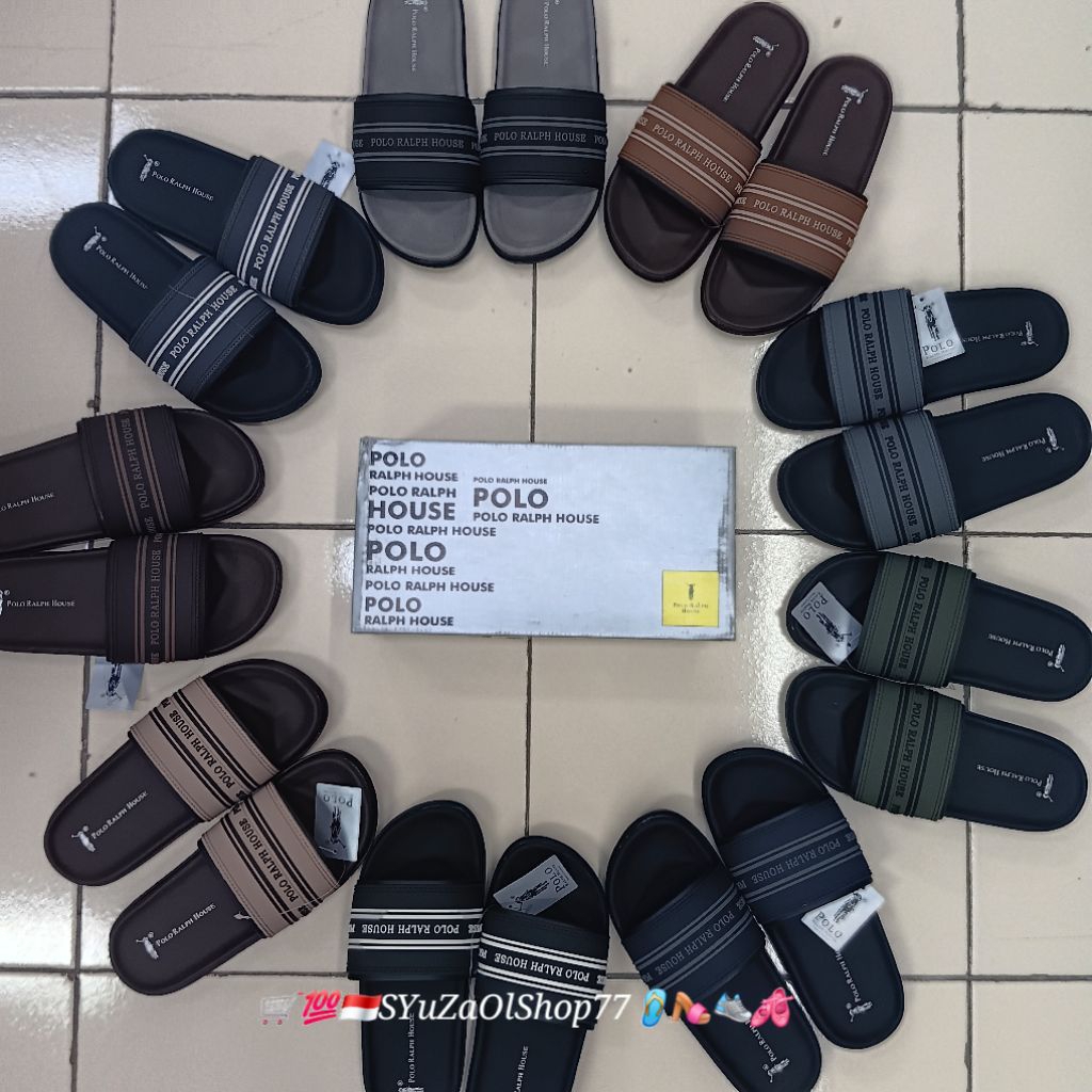 [Bisa COD/100% Original/Art CENTRO] Sandal Pria POLO RALPH HOUSE/Sandal Casual Pria/Sandal Slide/San