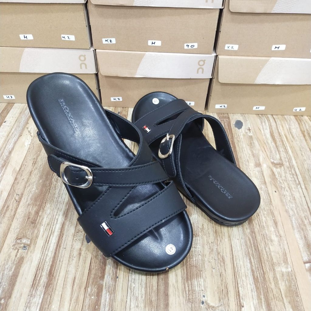 sandal pria import armani kulit asli casual foto asli