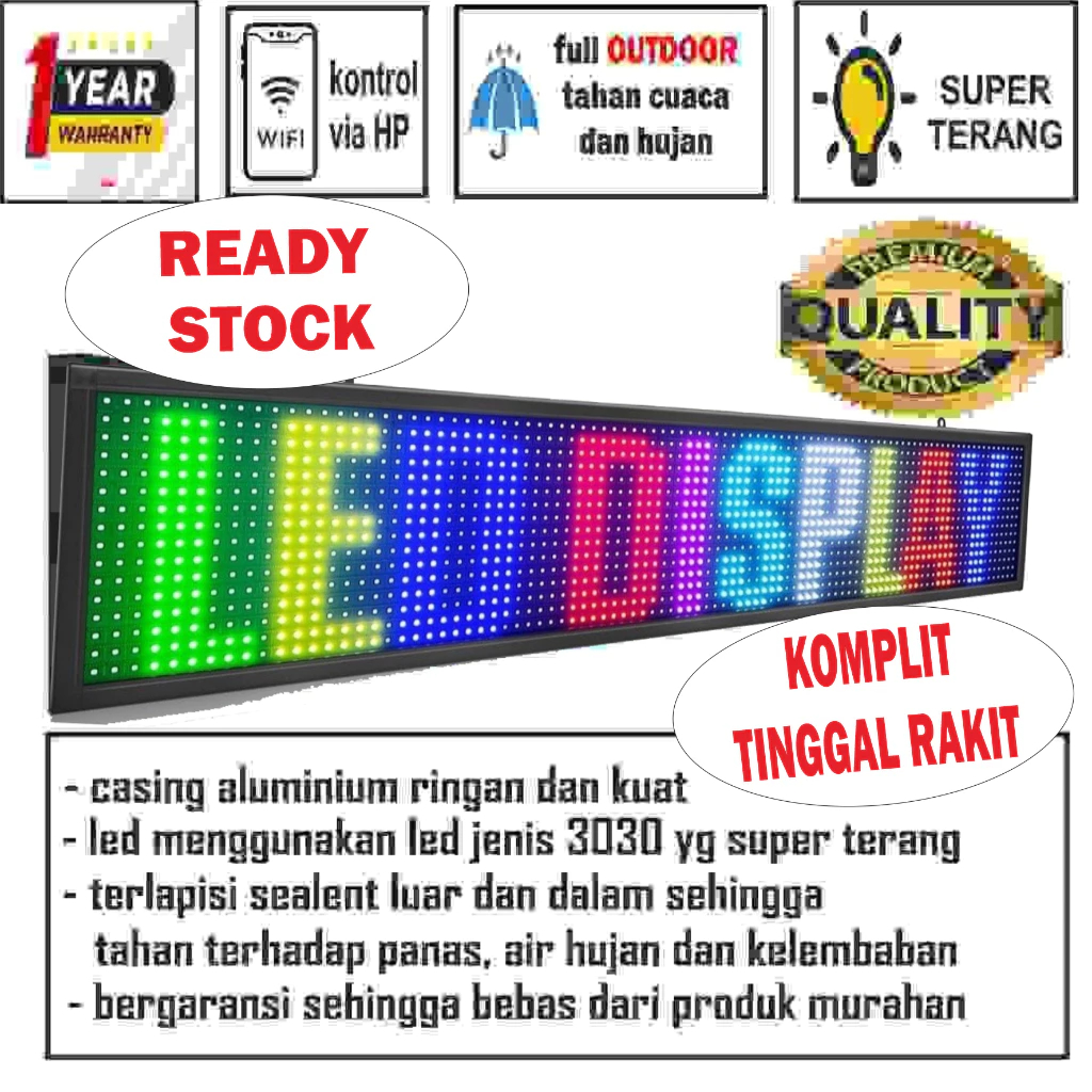 running text full color rgb 2 sisi bergaransi outdoor tahan cuaca