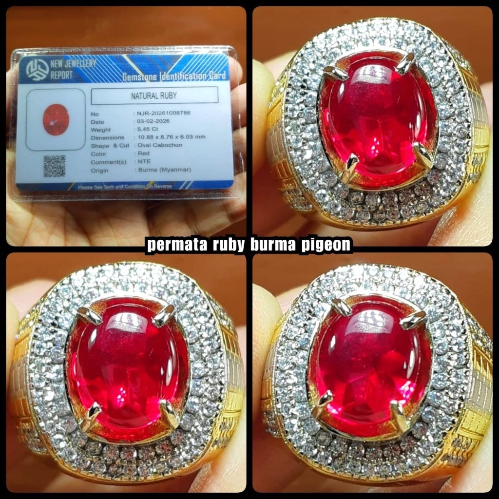 permata Ruby delima Burma asli colour pigeon blod HQ