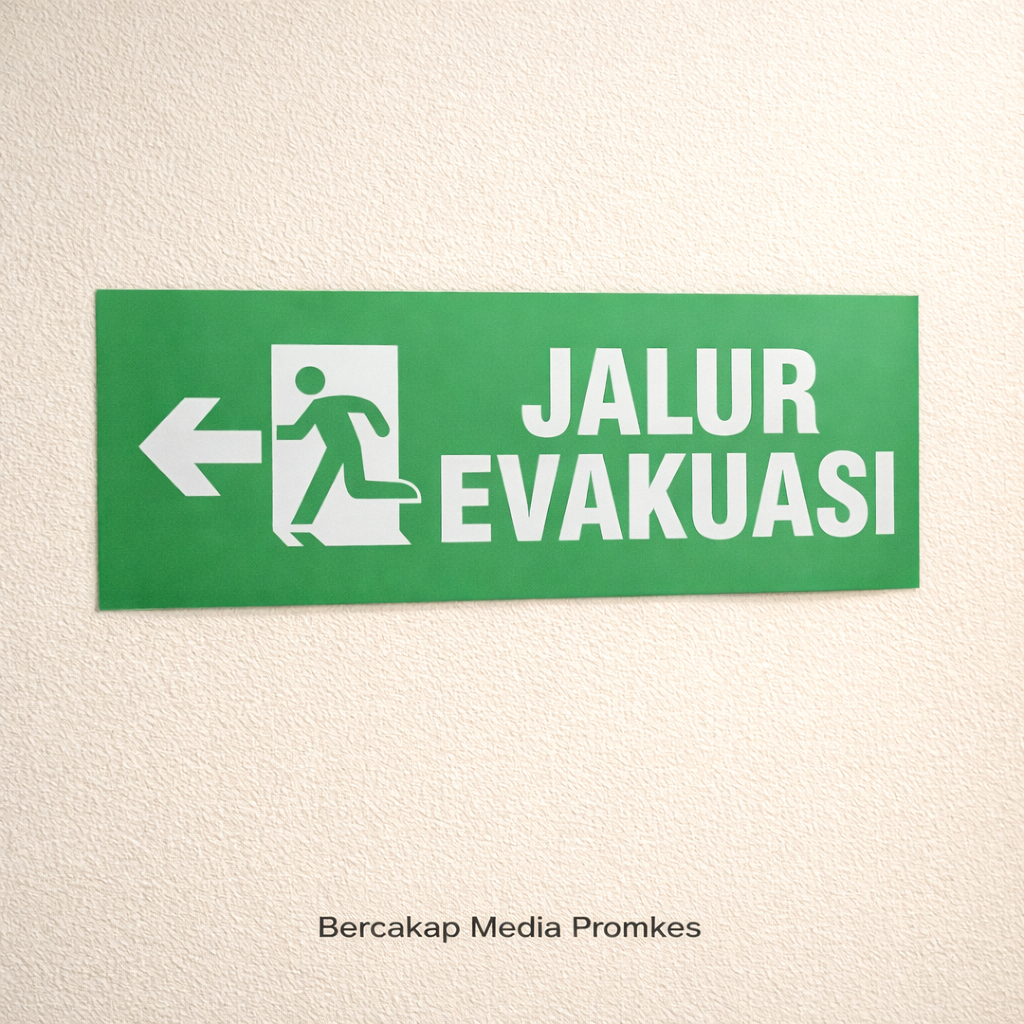Stiker Jalur Evakuasi Kiri | Sticker Jalur Evakuasi Kiri, Keselamatan, K3 Puskesmas, RS dan Klinik