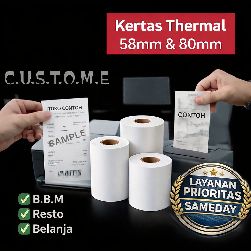 Cetak Struk Custom Kertas Thermal Belanja Bensin Resto