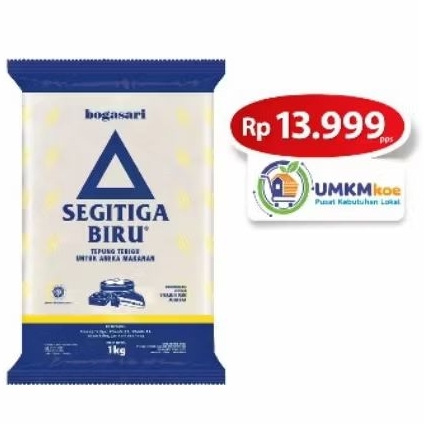 (BUKAN CURAH) Tepung Terigu Segitiga Biru Bogasari 1kg | Tepung Serbaguna