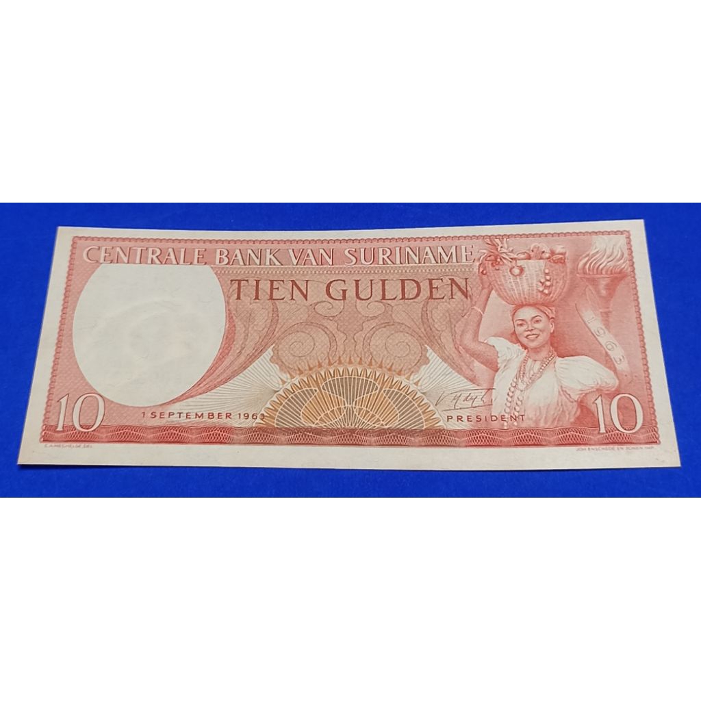 UANG KERTAS SURINAME 1O GULDEN