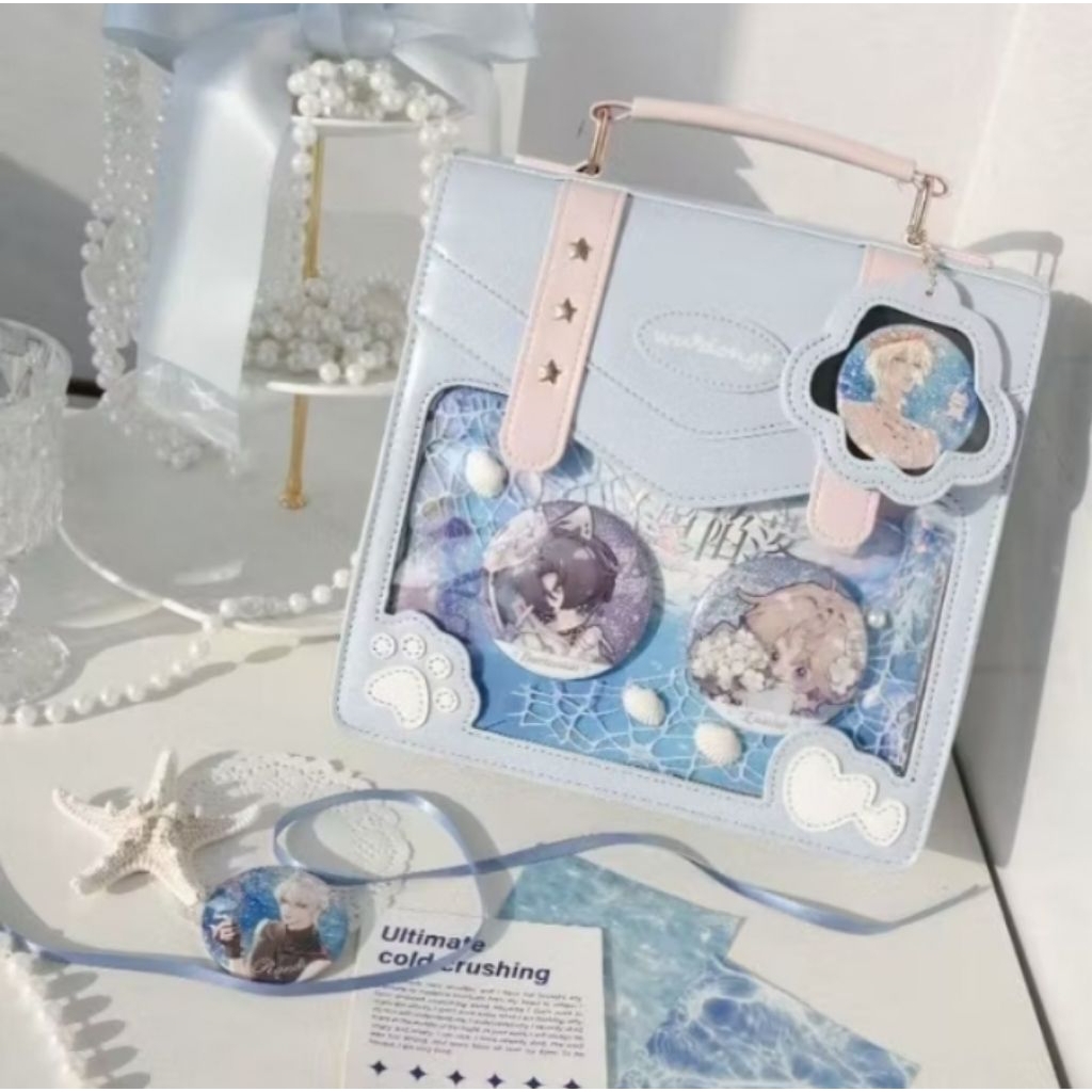 preloved itabag ita bag slingbag backpack pink blue biru coquette anime cute