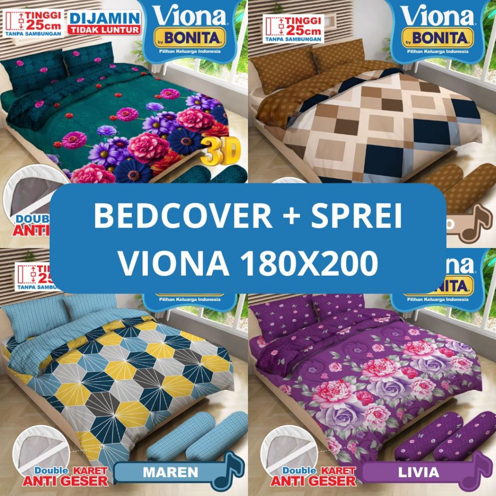 BEDCOVER + SPREI BONITA VIONA UKURAN 180X200