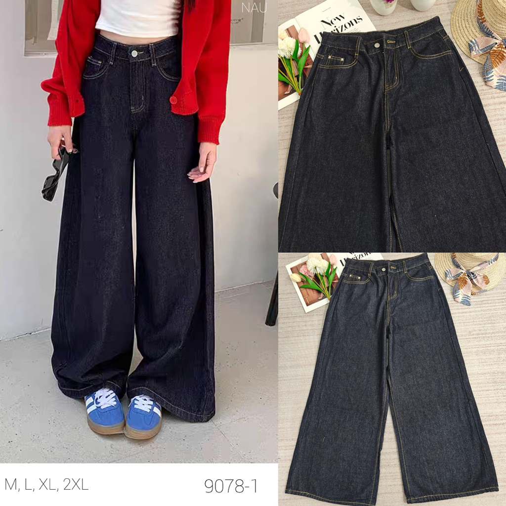 [IMPORT CHINA] Celana Kulot Jeans Highwaist Hitam Premium M-XXL