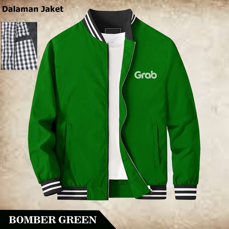PROMO - Jaket Baseball Outdoor Grab Grabfod Original / Jakey Ojol Grab / Grab Jaket / Jacket Grab Te