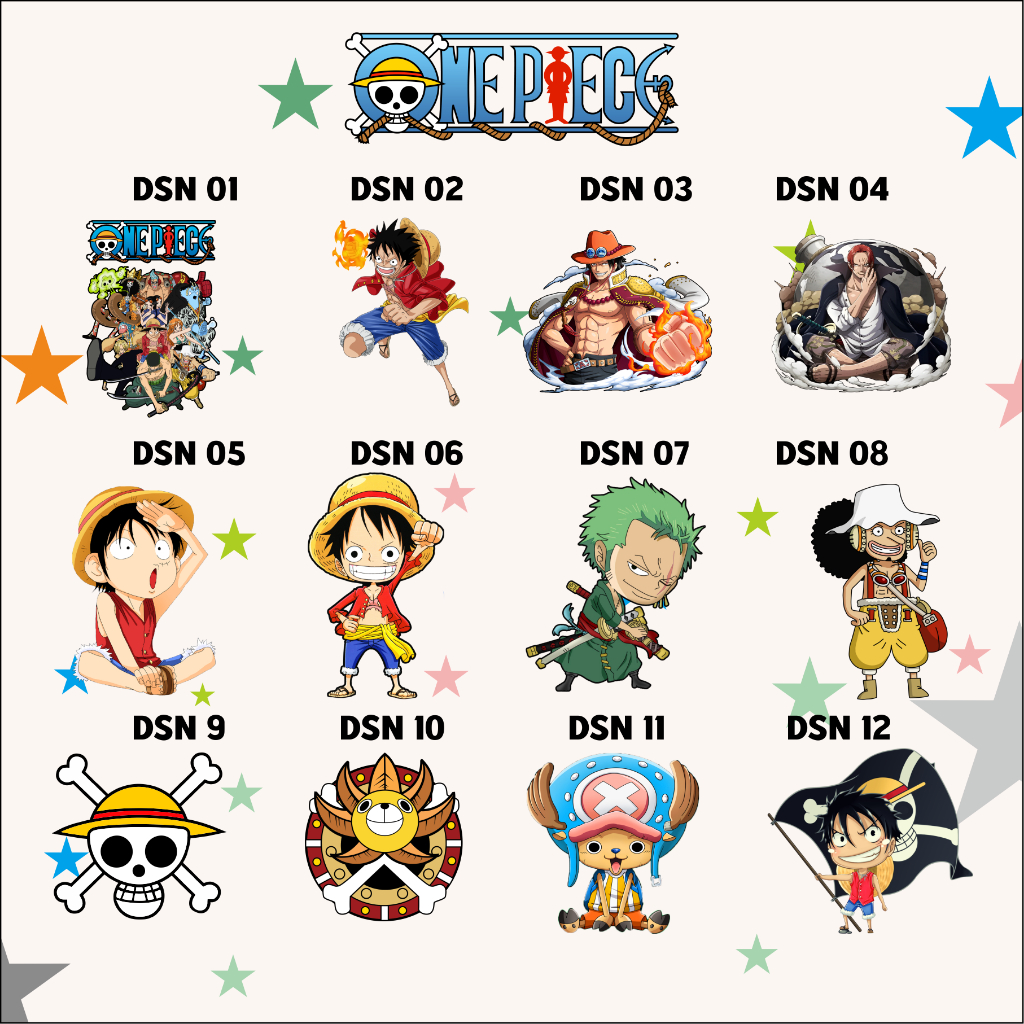 ONE PIECE STIKER SABLON SETRIKA DTF - BOOCHILD