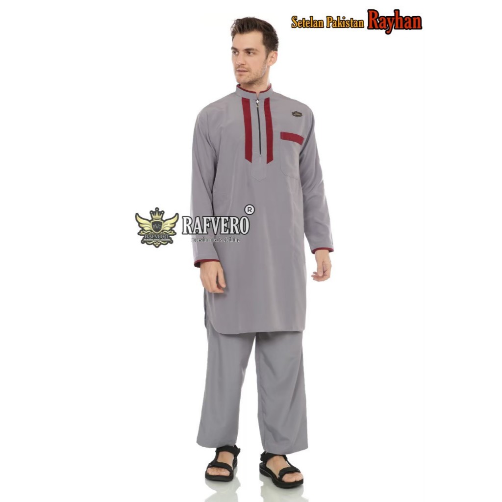 Setelan Baju Celana Koko Kurta Pakistan Turki Lengan Panjang Muslim Pria Dewasa Original