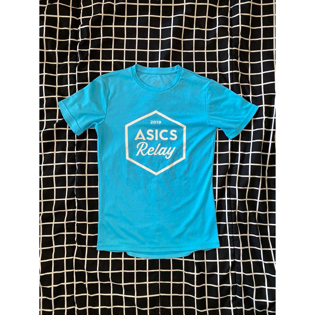 jersey running asics relay biru muda size S