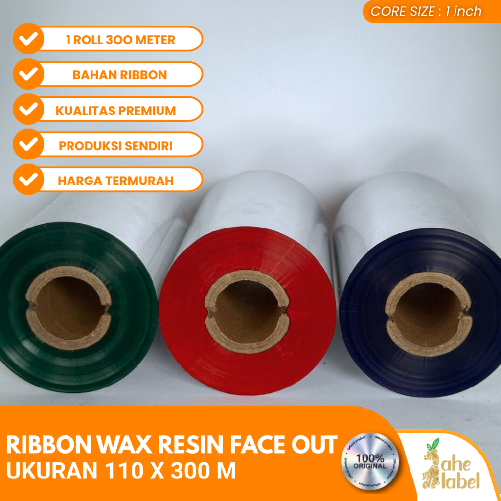 RIBBON BARCODE 110X300 MTR RIBBON 110X300M WAX RESIN FACE OUT
