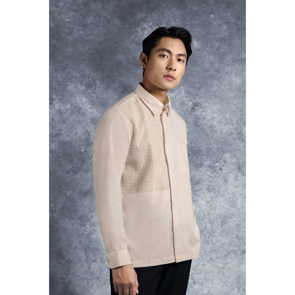 Heymale Kemeja Elok Brokat Lengan Panjang