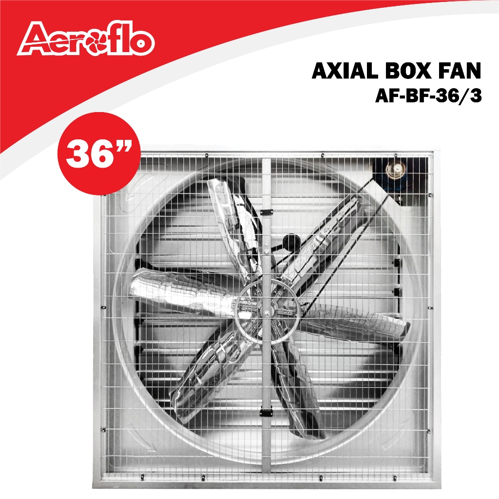 Aeroflo Exhaust Blower Box Fan Ventilasi Kandang Ayam Gudang Pabrik Padel BF-36/3 36" Inch