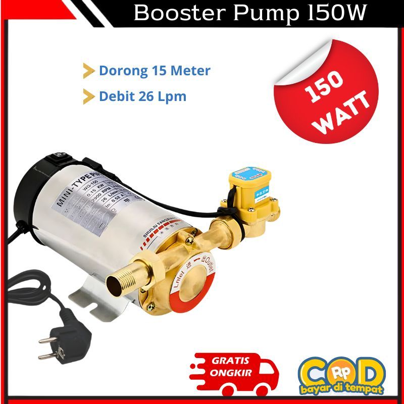 Booster Pump 150 Watt Pompa Pendorong Otomatis Pompa Pendorong Air Shower Kran Kamar Mandi