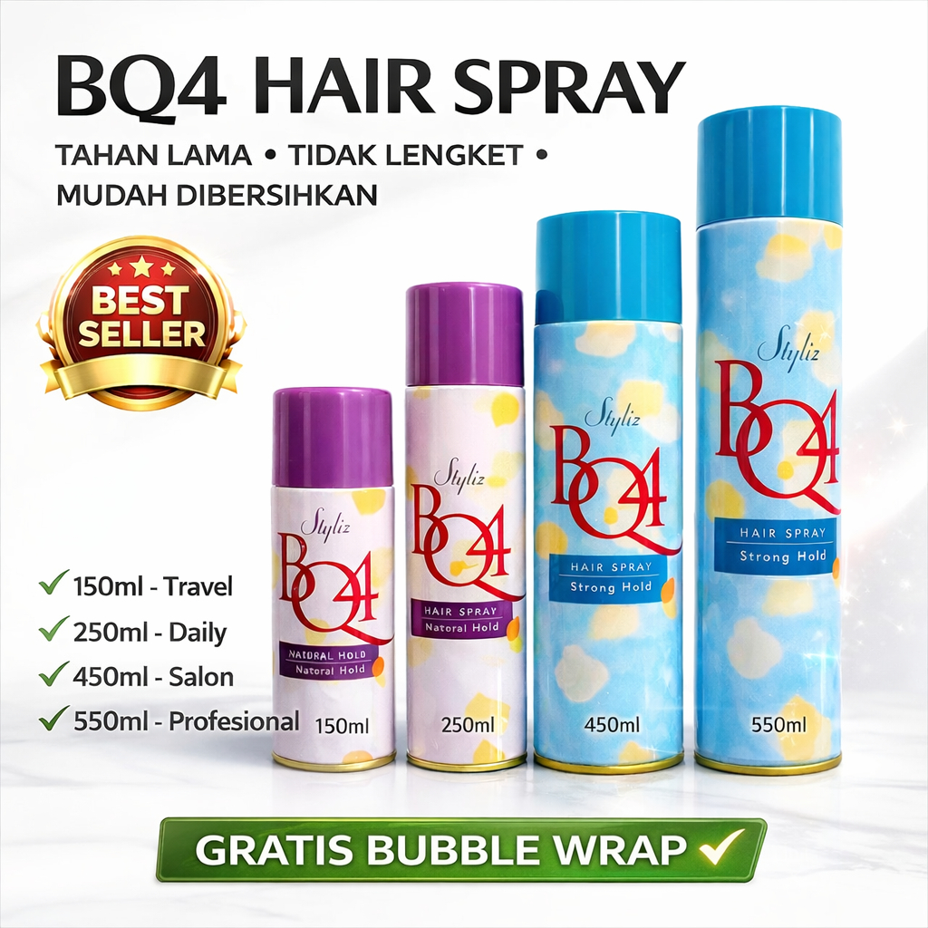 BQ4 Hair Spray Rambut Sanggul Salon Tahan Lama - Hair Spray Rambut Curly Tahan Lama
