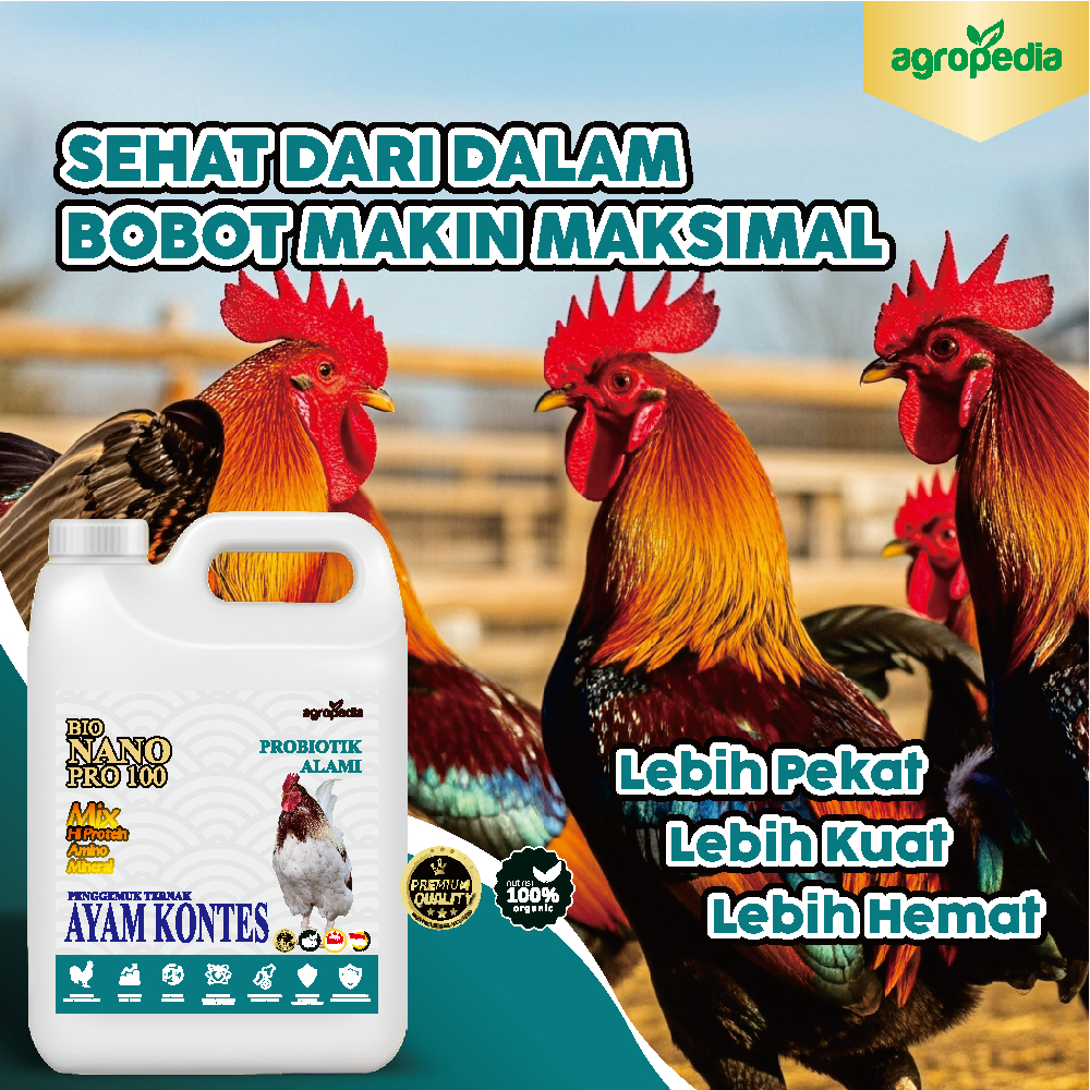 Bio Nano Pro 100 Suplemen Booster Probiotik AYAM KONTES / meningkatkan bobot ternak / mempercepat pe