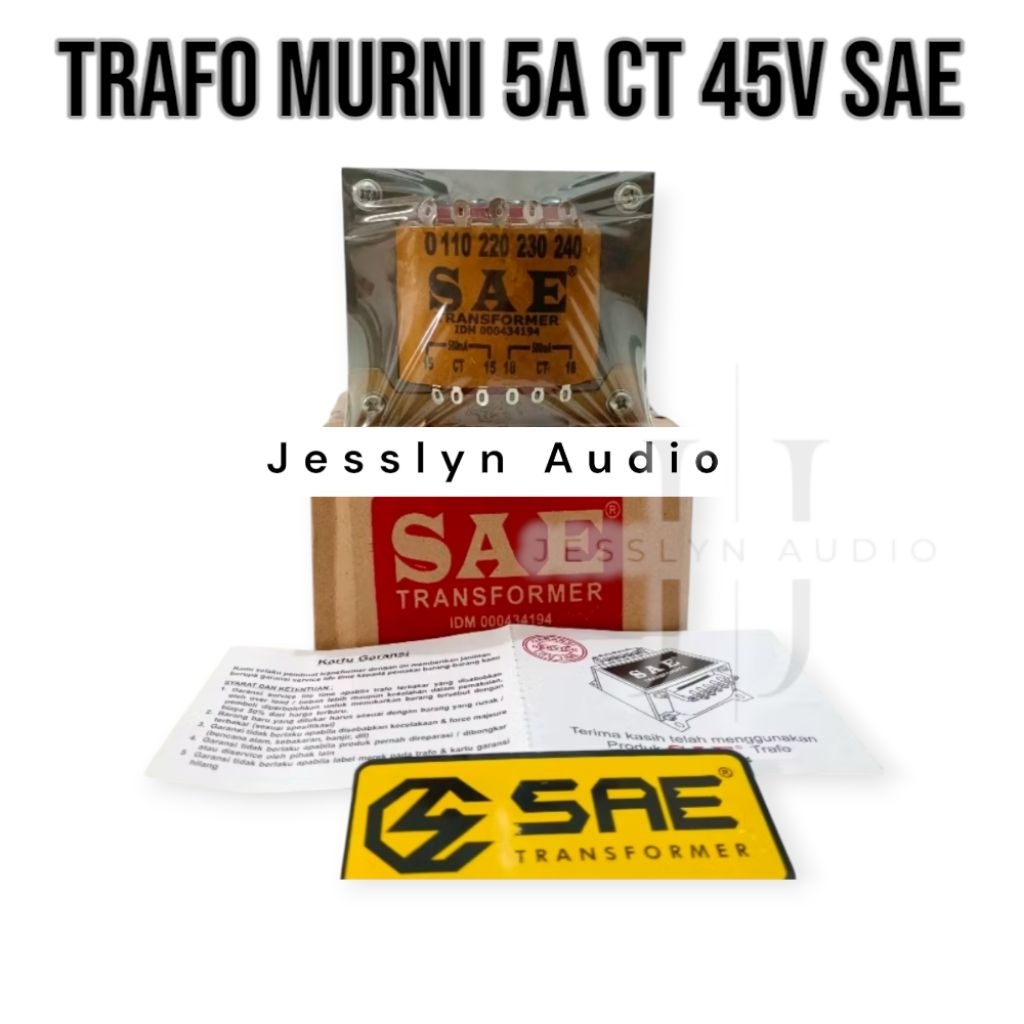 TRAFO TRANSFORMER SAE 5A CT 5 AMPERE 5A 45V 45 VOLT MURNI TRAVO SAE 5A 45V CT ORIGINAL