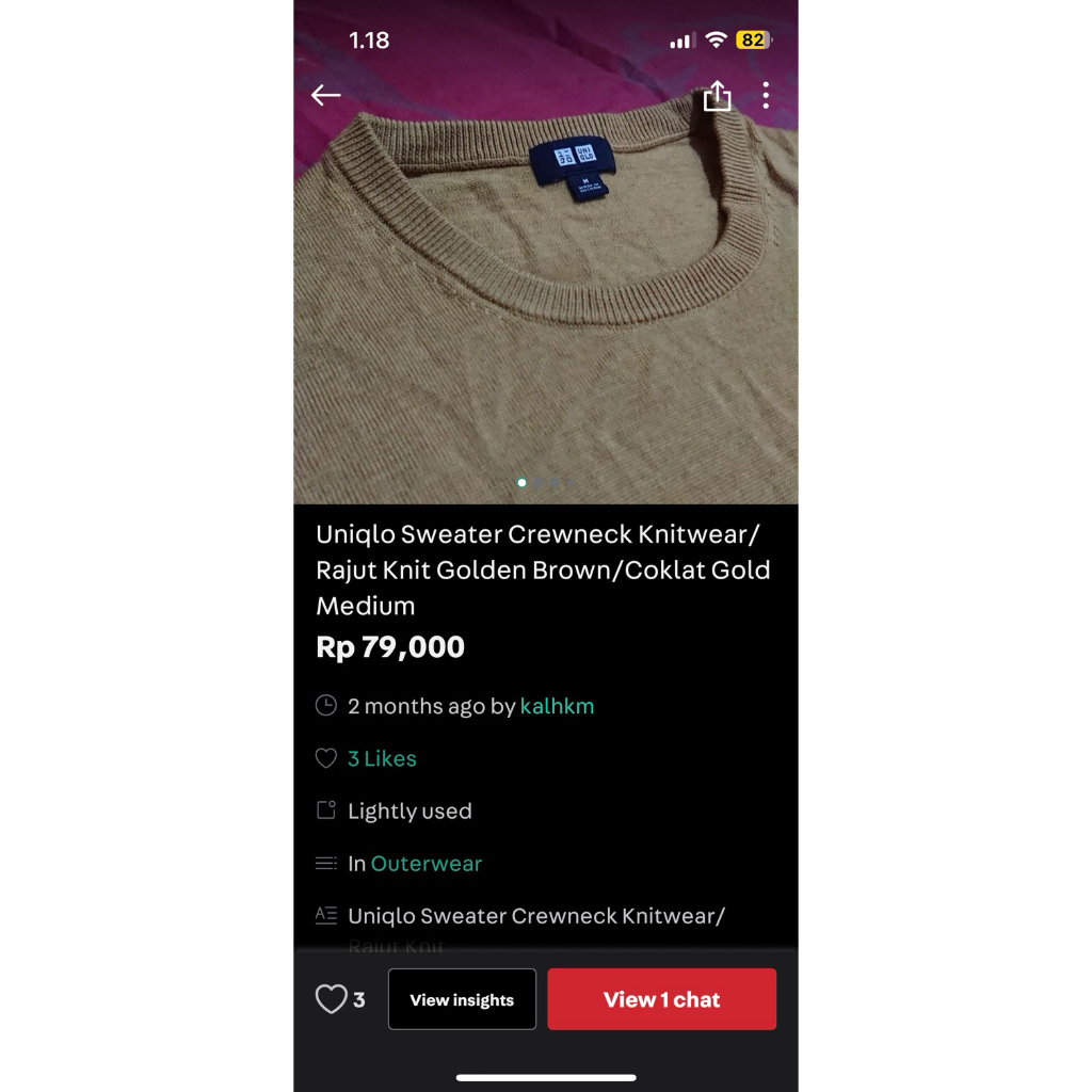 Uniqlo Crewneck Brown Gold