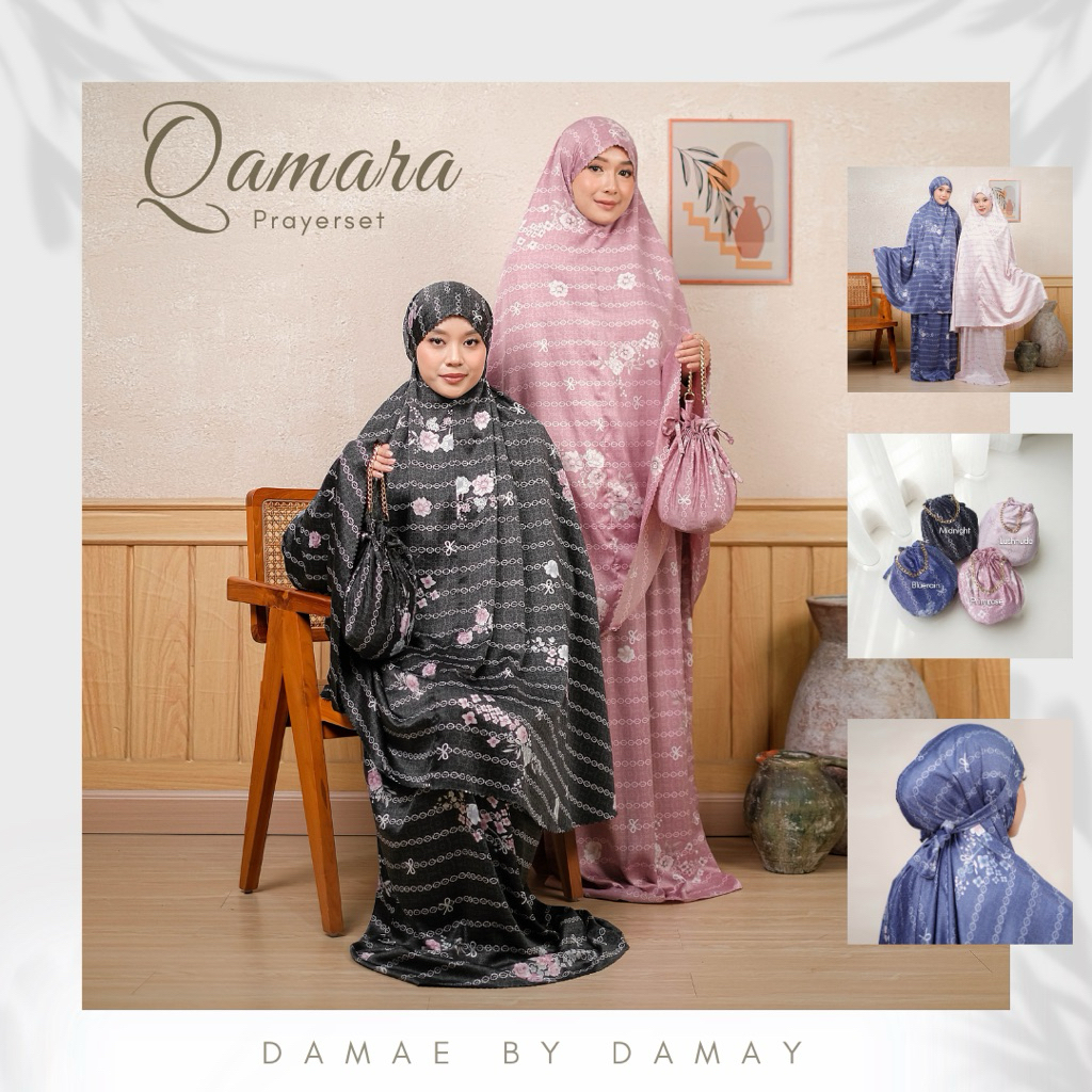 damaebydamay-qamara prayerset/mukena motif floral/mukena silk