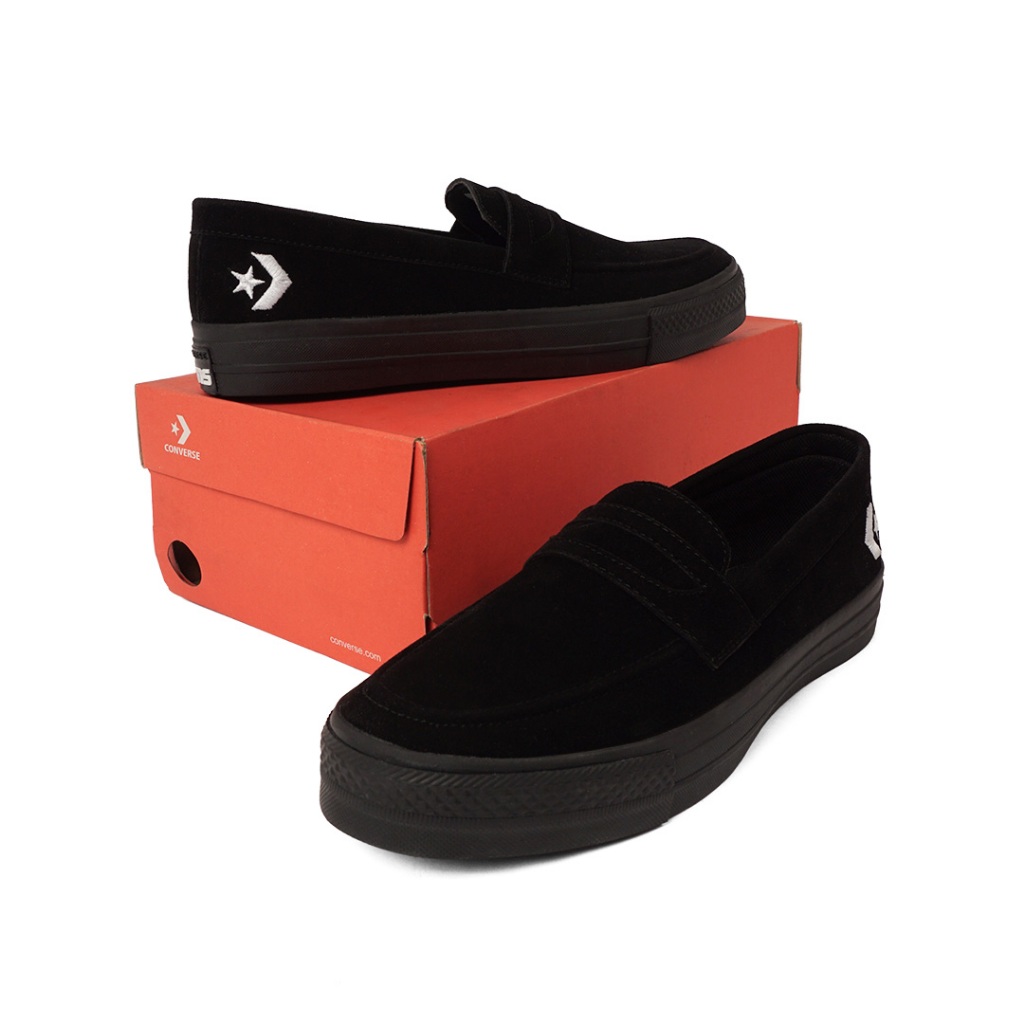 SNEAKERS CONVERSE ALL STAR LOAFERS FULL BLACK SLIP ON FREE KAOS KAKI