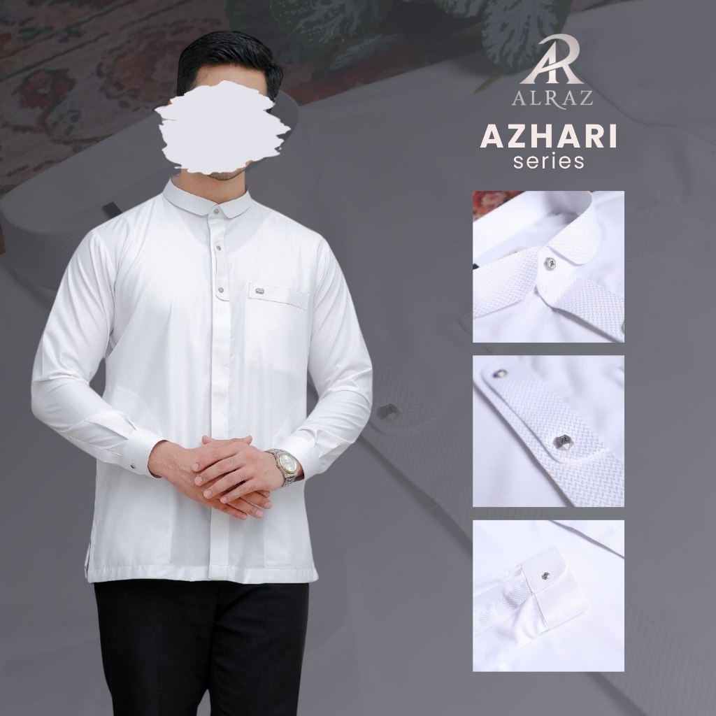 Alraz Koko Panjang FS Azhari 6040A PUTIH + KOKO DEWASA KATUN PREMIUM LENGAN MANSET