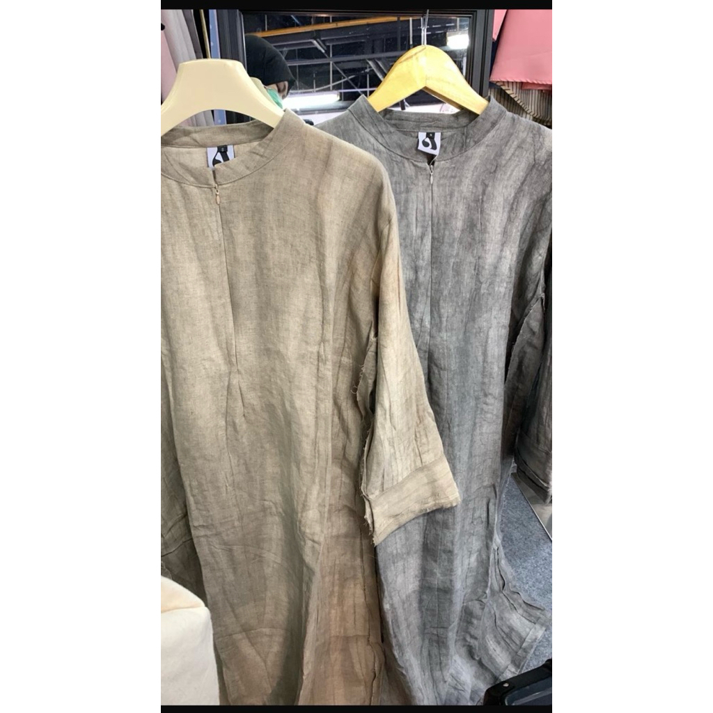 abaya aqsamodestwear preloved , abaya preloved , abaya linen , gamis preloved