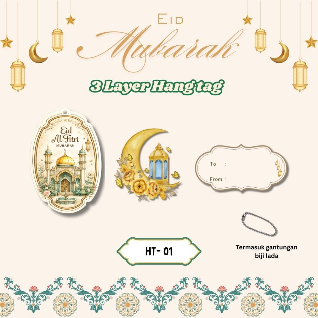 Hang tag 3 layer Premium Dekorasi hampers Idul Fitri | Hangtag Tebal Lebaran | Tag Lebaran Idul Fitr