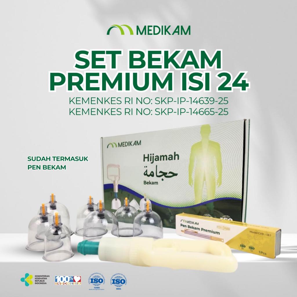 Medikam Hijamah Bekam Set (Isi 24 Kop)(Pamp Bekam) Hijamah Alat Kop Angin Bekam