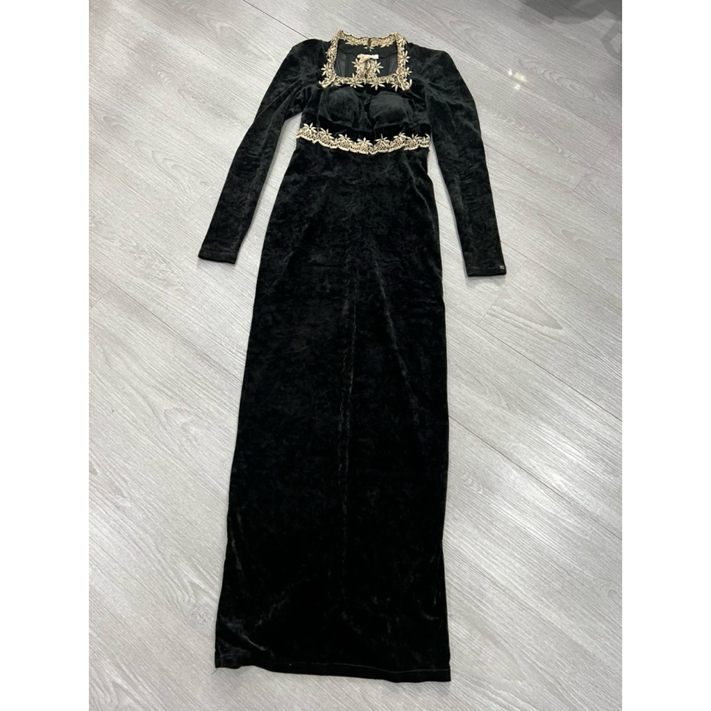 Dress Bludru/Dress Panjang Hitam