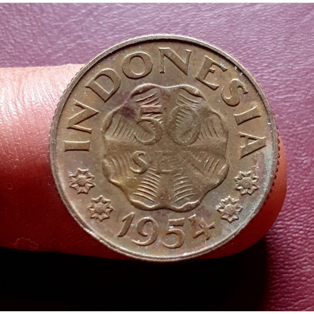 koin 50 sen 1954 dipanegara keydate langka
