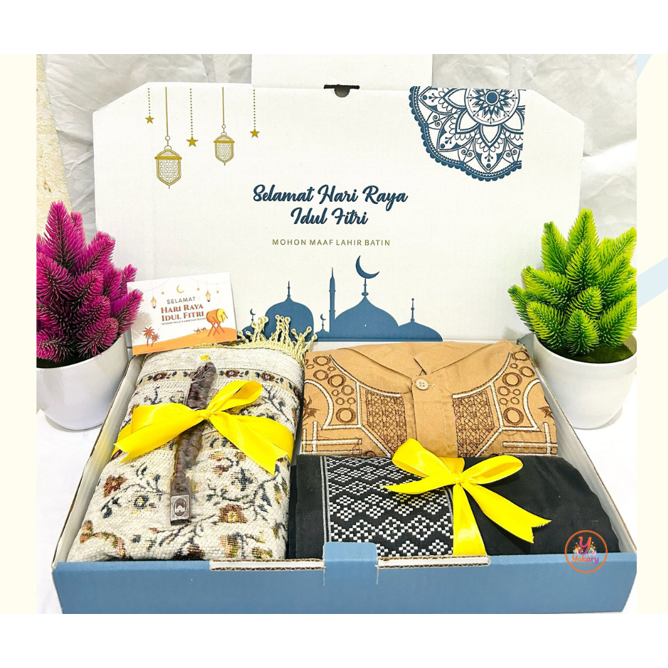 Hampers Baju Koko Pria, Sarung, Sajadah, Tasbih/ Parcel  Ramadan & Lebaran Idul Fitri Premium