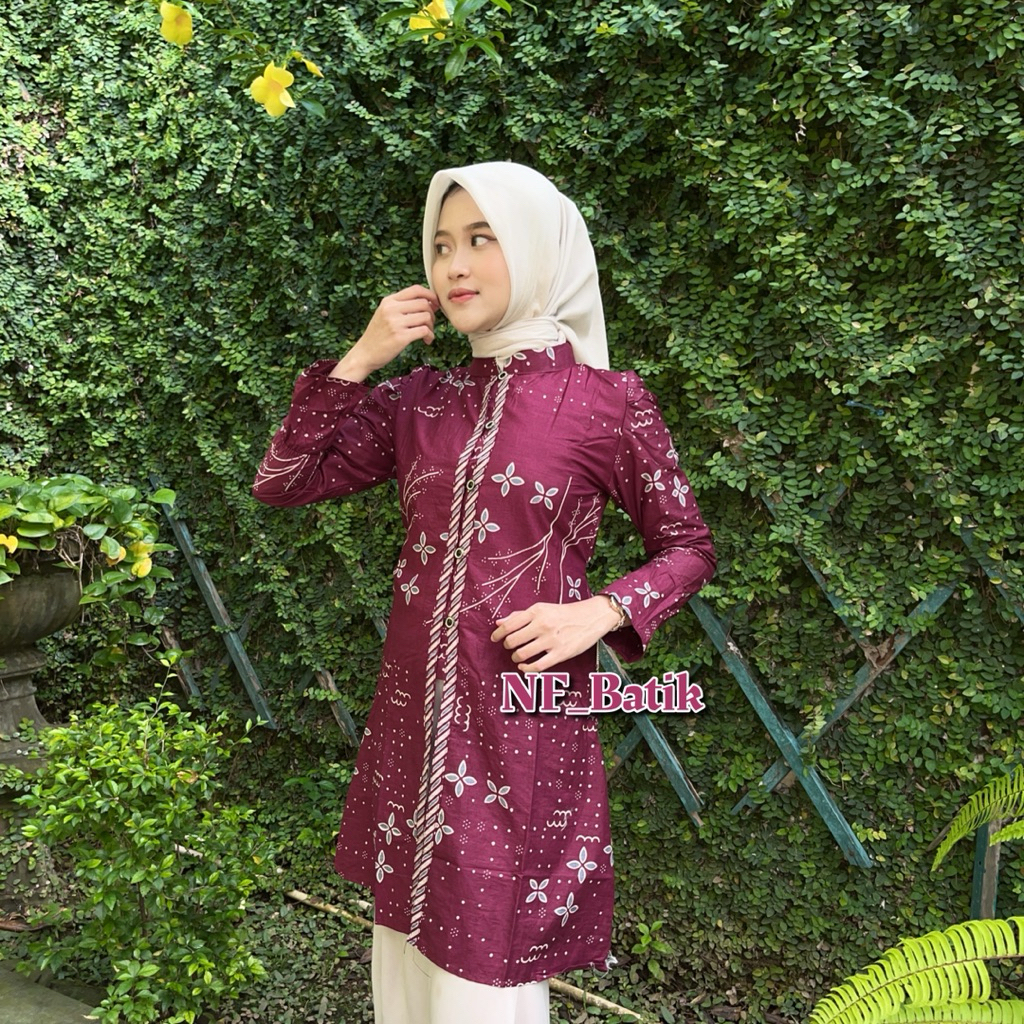 NF Batik - Tunik Batik Modern Wanita Kancing Depan Tunik Kusuma Ayu