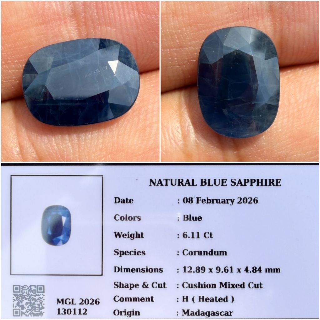 Permata Blue Sapphire Corundum Batu Natural Safir Biru Asli Garansi