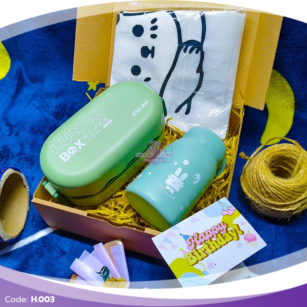 Hampers Lunch Box & Tumbler Rabbit Middle School (Tumbler Rabbit/Lunch Box Tingkat) Hadiah/Kado/Hamp