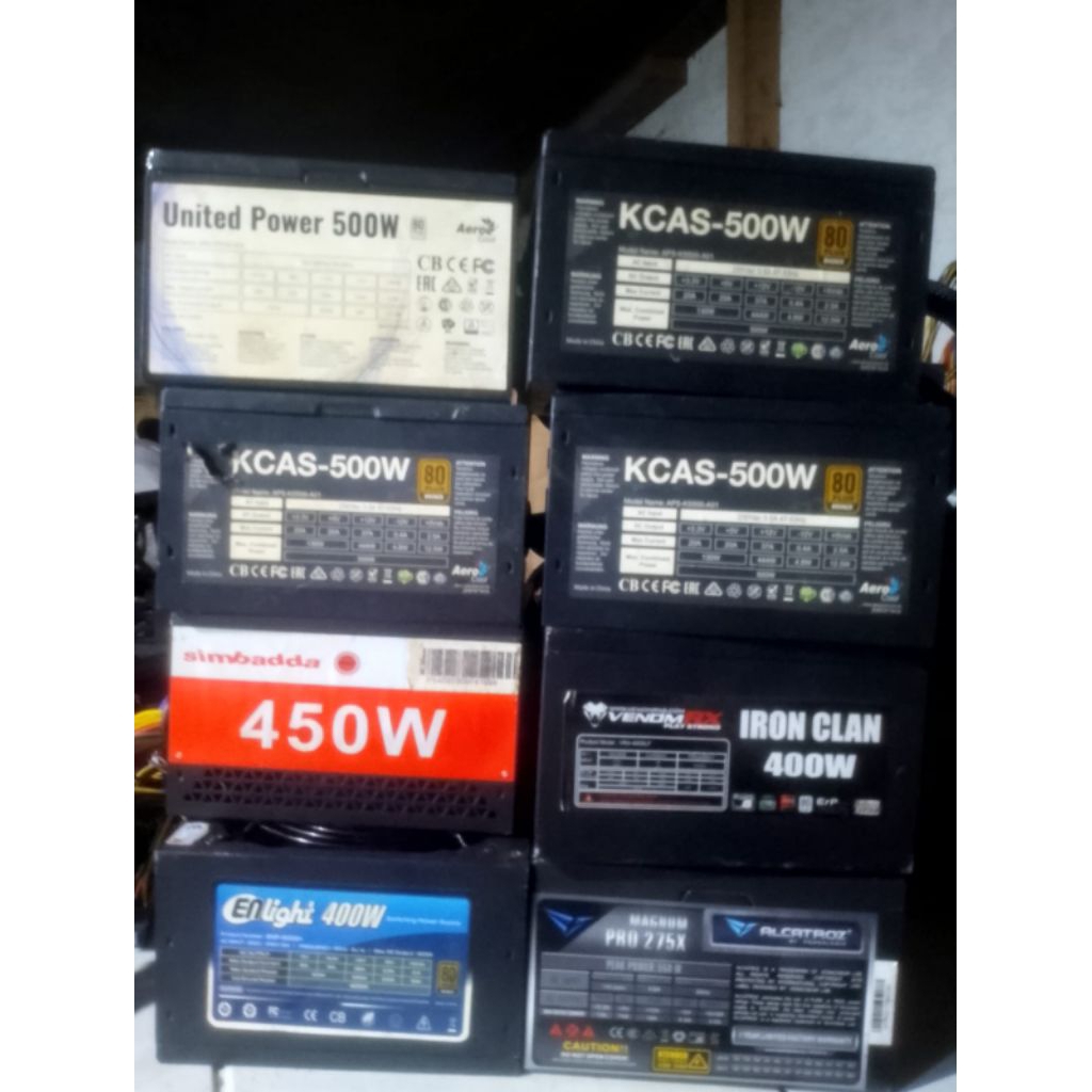 PSU PURE Komputer 400W / 450W / 500W – Bekas normal siap Pakai | KCAS | United | Simbadda | VenomRX 