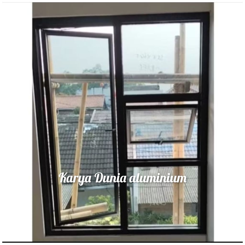 jendela aluminium + kaca mati kusen 3inc merek alexindo kaca 5mm