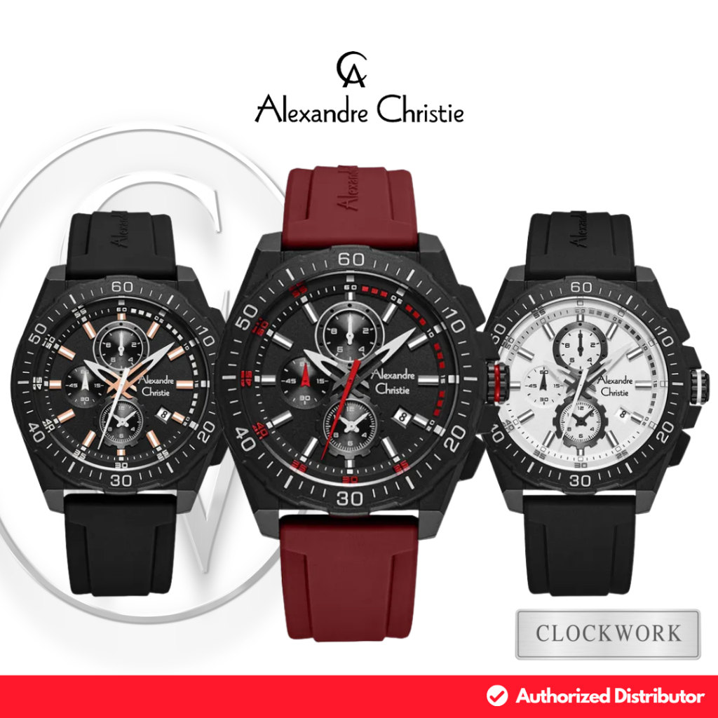 Jam Tangan Pria Alexandre Christie Chronograph AC 6689 MCR Karet Sporty Simple