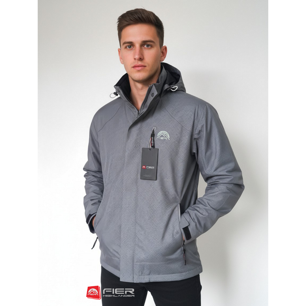 Fier Jaket Tambora Abu motif kotak jaket Pria